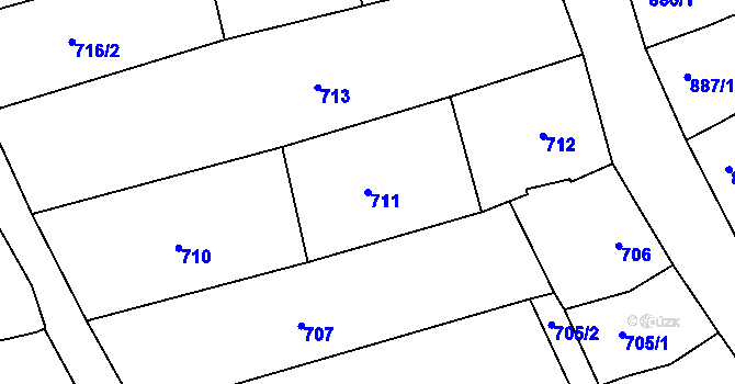 Parcela st. 711 v KÚ Šardice, Katastrální mapa
