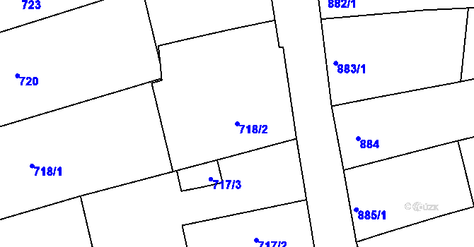 Parcela st. 718/2 v KÚ Šardice, Katastrální mapa