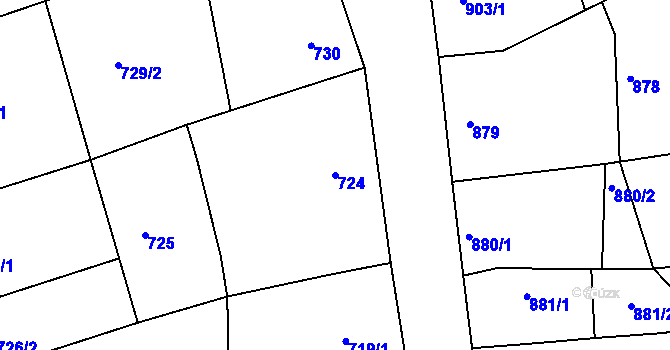Parcela st. 724 v KÚ Šardice, Katastrální mapa