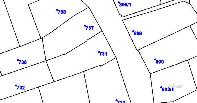Parcela st. 731 v KÚ Šardice, Katastrální mapa