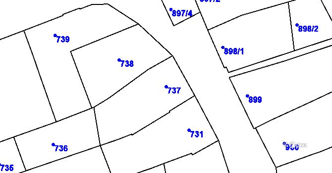 Parcela st. 737 v KÚ Šardice, Katastrální mapa