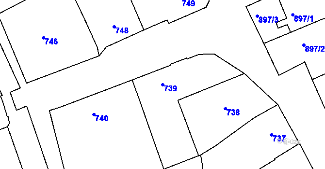 Parcela st. 739 v KÚ Šardice, Katastrální mapa