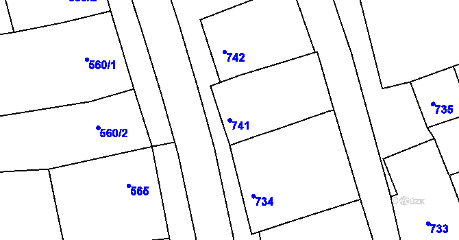 Parcela st. 741 v KÚ Šardice, Katastrální mapa