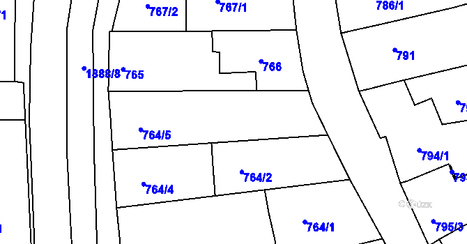 Parcela st. 764/3 v KÚ Šardice, Katastrální mapa