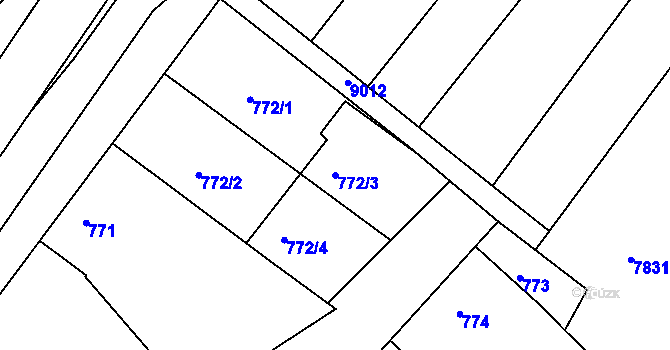 Parcela st. 772/3 v KÚ Šardice, Katastrální mapa
