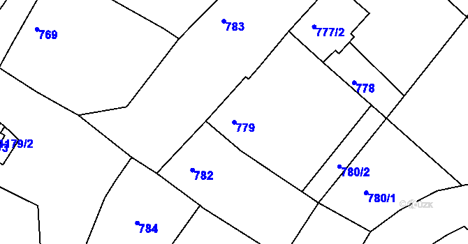 Parcela st. 779 v KÚ Šardice, Katastrální mapa