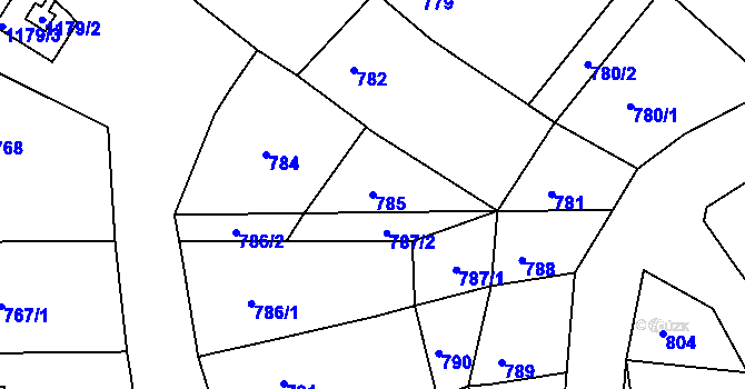 Parcela st. 785 v KÚ Šardice, Katastrální mapa