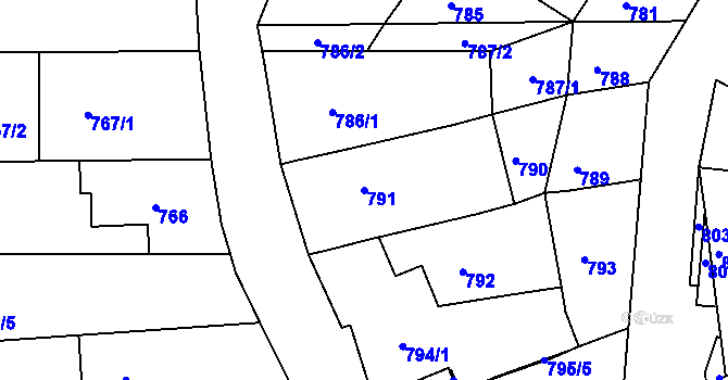Parcela st. 791 v KÚ Šardice, Katastrální mapa