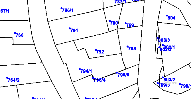 Parcela st. 792 v KÚ Šardice, Katastrální mapa