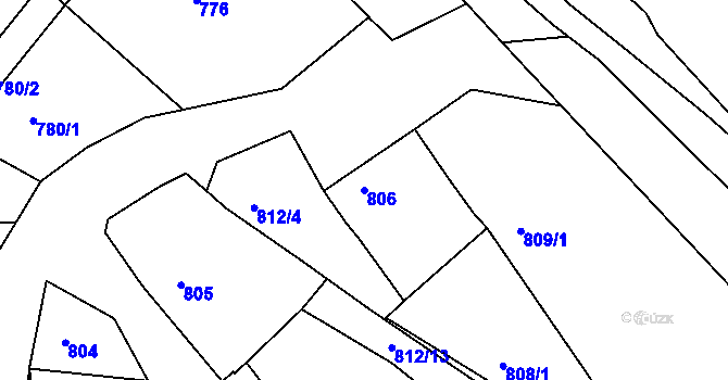 Parcela st. 806 v KÚ Šardice, Katastrální mapa