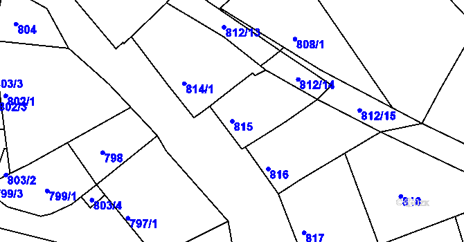 Parcela st. 815 v KÚ Šardice, Katastrální mapa