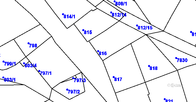 Parcela st. 816 v KÚ Šardice, Katastrální mapa