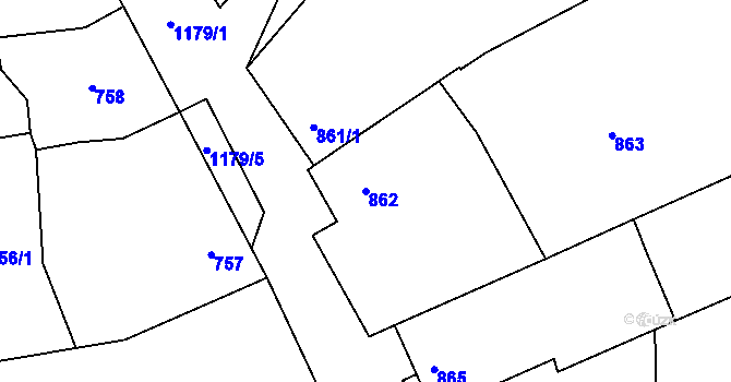 Parcela st. 862 v KÚ Šardice, Katastrální mapa