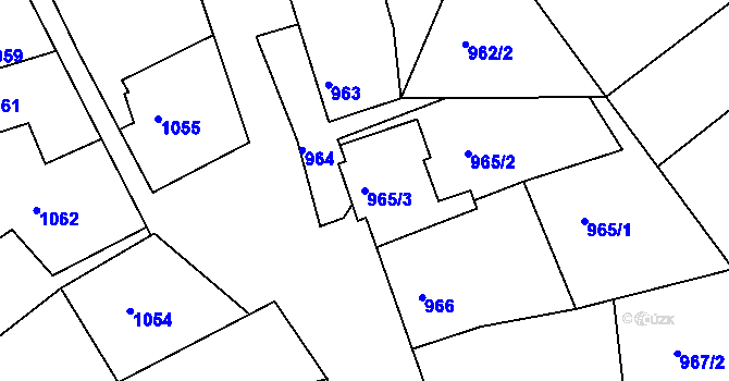 Parcela st. 965/3 v KÚ Šardice, Katastrální mapa