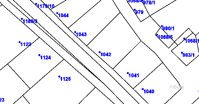 Parcela st. 1042 v KÚ Šardice, Katastrální mapa