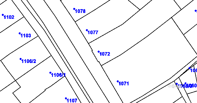 Parcela st. 1072 v KÚ Šardice, Katastrální mapa