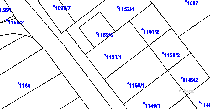 Parcela st. 1151/1 v KÚ Šardice, Katastrální mapa