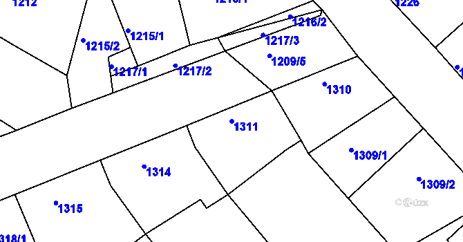 Parcela st. 1311 v KÚ Šardice, Katastrální mapa