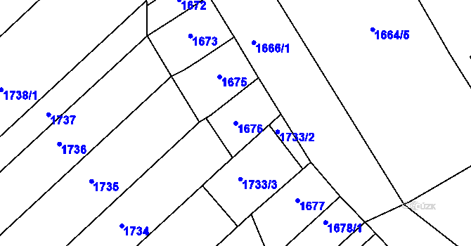 Parcela st. 1676 v KÚ Šardice, Katastrální mapa