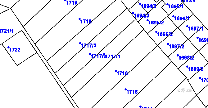 Parcela st. 1717/1 v KÚ Šardice, Katastrální mapa