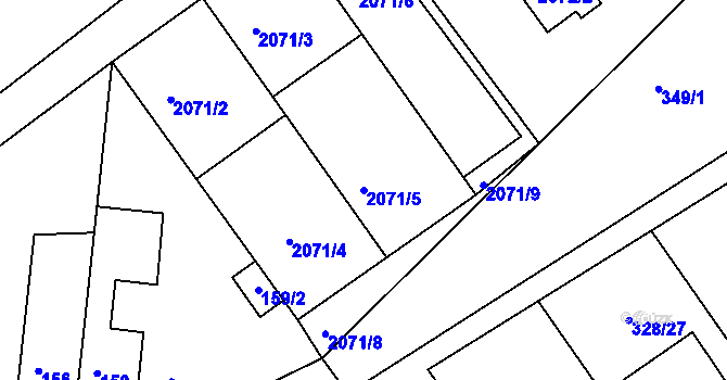 Parcela st. 2071/5 v KÚ Šardice, Katastrální mapa