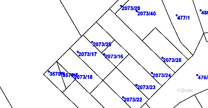 Parcela st. 2073/16 v KÚ Šardice, Katastrální mapa