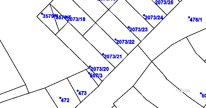 Parcela st. 2073/21 v KÚ Šardice, Katastrální mapa
