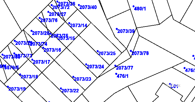 Parcela st. 2073/25 v KÚ Šardice, Katastrální mapa