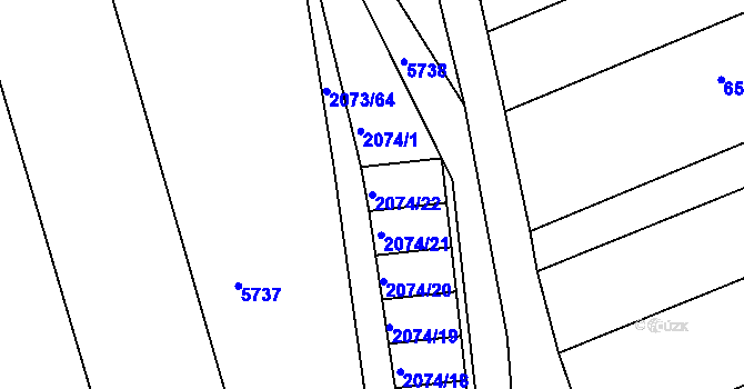 Parcela st. 2074/22 v KÚ Šardice, Katastrální mapa