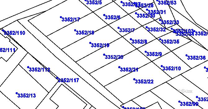 Parcela st. 3352/20 v KÚ Šardice, Katastrální mapa
