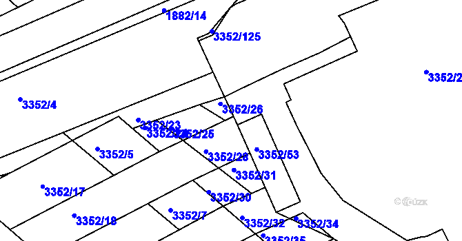 Parcela st. 3352/29 v KÚ Šardice, Katastrální mapa