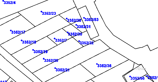 Parcela st. 3352/32 v KÚ Šardice, Katastrální mapa