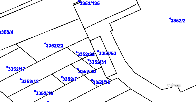 Parcela st. 3352/53 v KÚ Šardice, Katastrální mapa