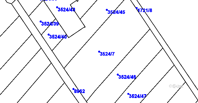 Parcela st. 3524/7 v KÚ Šardice, Katastrální mapa