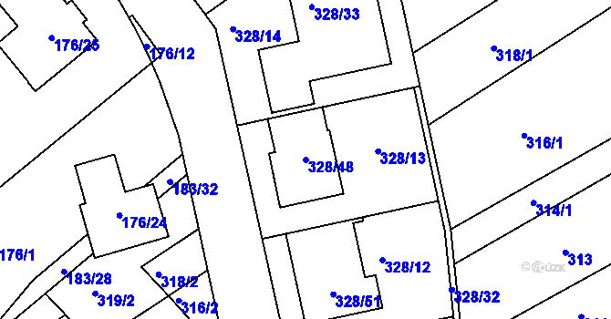 Parcela st. 328/48 v KÚ Šardice, Katastrální mapa