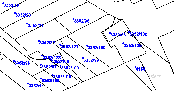 Parcela st. 3352/100 v KÚ Šardice, Katastrální mapa