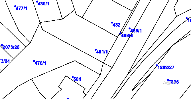 Parcela st. 481/1 v KÚ Šardice, Katastrální mapa