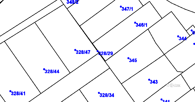 Parcela st. 328/29 v KÚ Šardice, Katastrální mapa