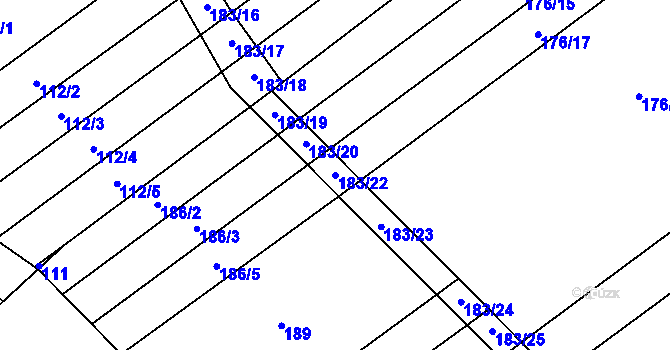 Parcela st. 183/22 v KÚ Šardice, Katastrální mapa