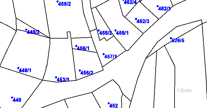 Parcela st. 457/1 v KÚ Šardice, Katastrální mapa