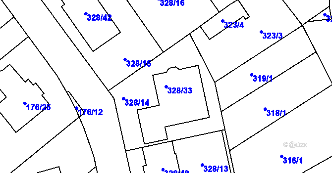 Parcela st. 328/33 v KÚ Šardice, Katastrální mapa