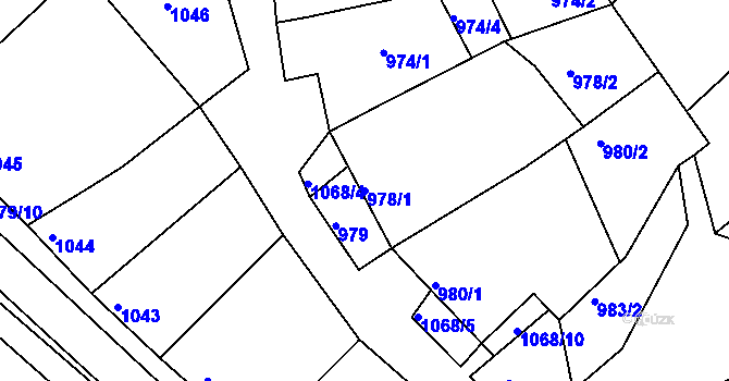 Parcela st. 978/1 v KÚ Šardice, Katastrální mapa