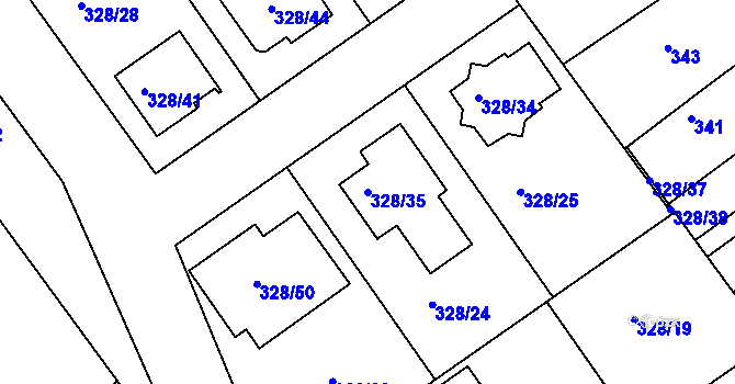 Parcela st. 328/35 v KÚ Šardice, Katastrální mapa