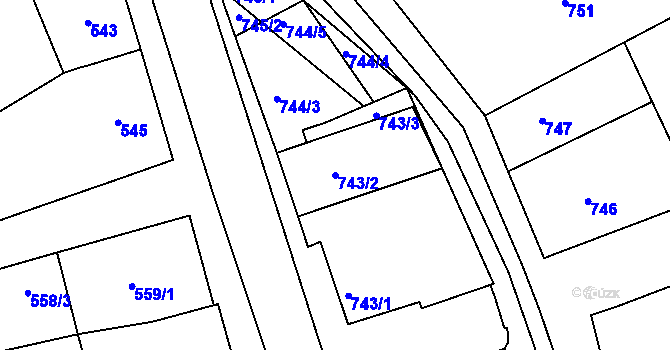 Parcela st. 743/2 v KÚ Šardice, Katastrální mapa
