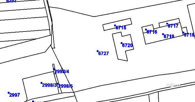 Parcela st. 6727 v KÚ Šardice, Katastrální mapa