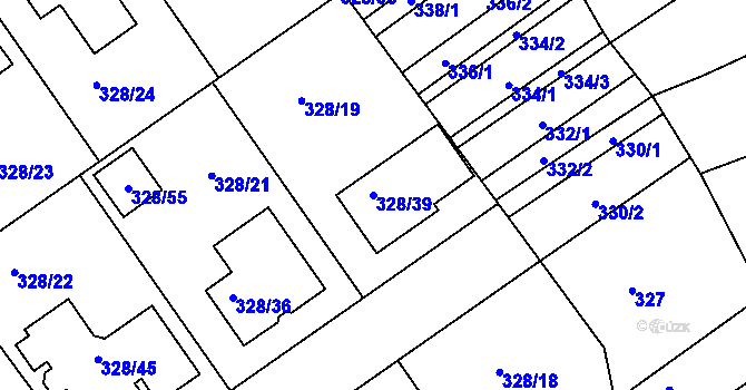 Parcela st. 328/39 v KÚ Šardice, Katastrální mapa