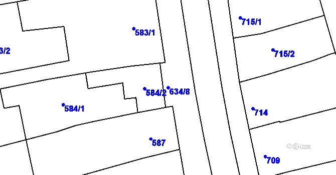 Parcela st. 634/8 v KÚ Šardice, Katastrální mapa