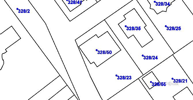 Parcela st. 328/50 v KÚ Šardice, Katastrální mapa