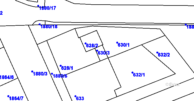 Parcela st. 630/3 v KÚ Šardice, Katastrální mapa