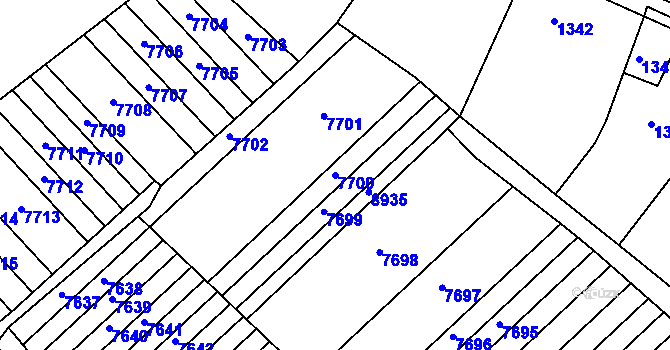 Parcela st. 7700 v KÚ Šardice, Katastrální mapa